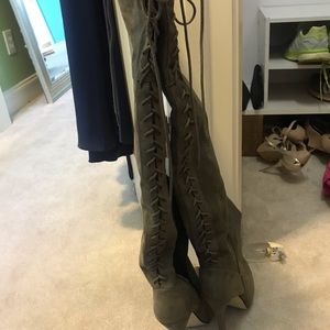 Thigh high light brown boots